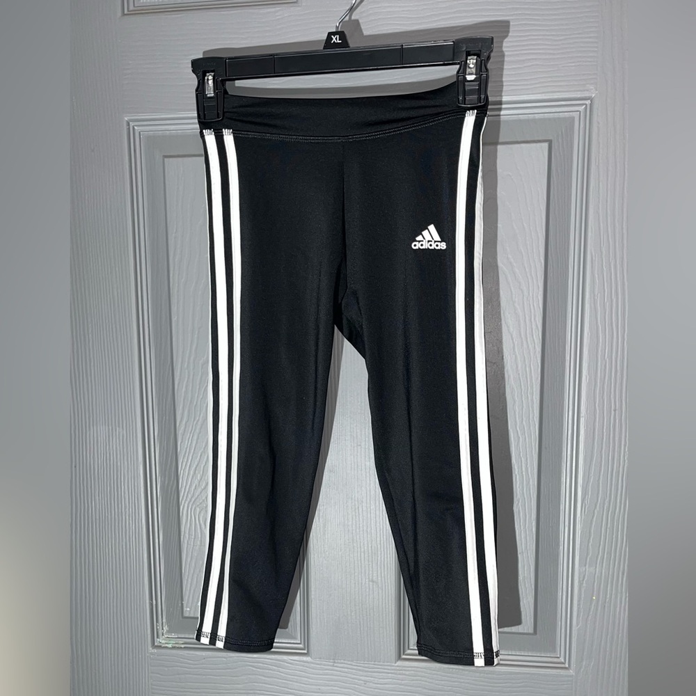 Adidas Kids Black Leggings‎ with White Accents